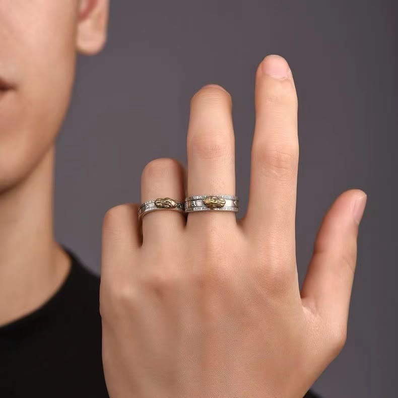 PiXiu Om Mani Padme Hum Herz Sutra Glück Reichtum Paar Ring