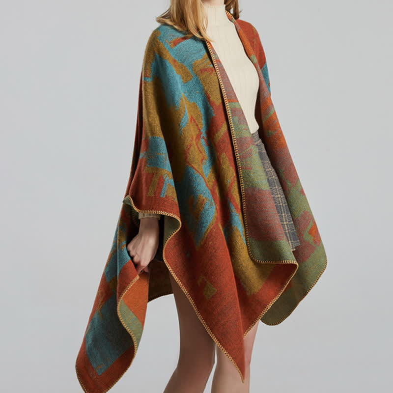 Tibetischer orangefarbener Schal, warmer Umhang