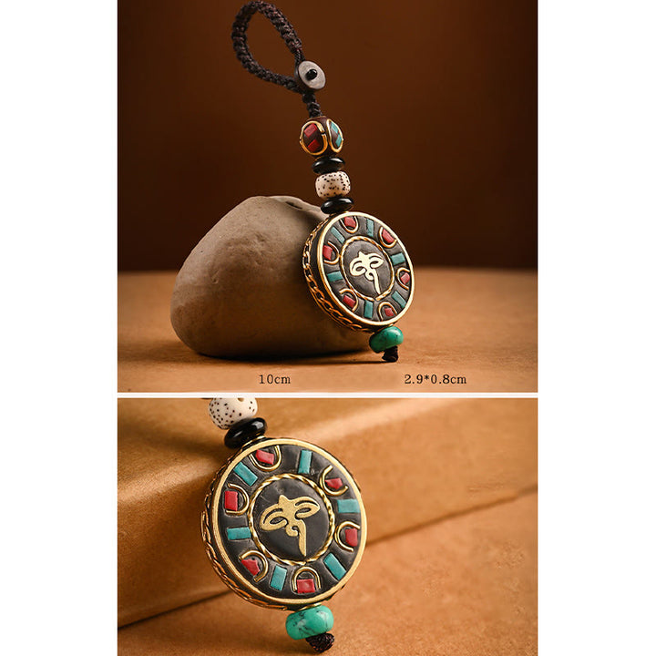 Buddha Stones Tibetan Om Mani Padme Hum Bodhi Seed Peace Schlüsselanhänger