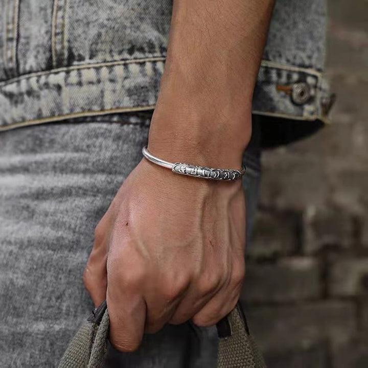 Armreif mit Buddha Stonesn, Om Mani Padme Hum, mit Gravur „Frieden“, Armreif