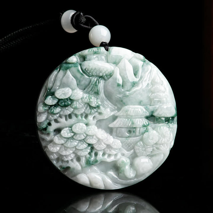 Buddha Stones Berglandschaft Jade Fülle String Halskette