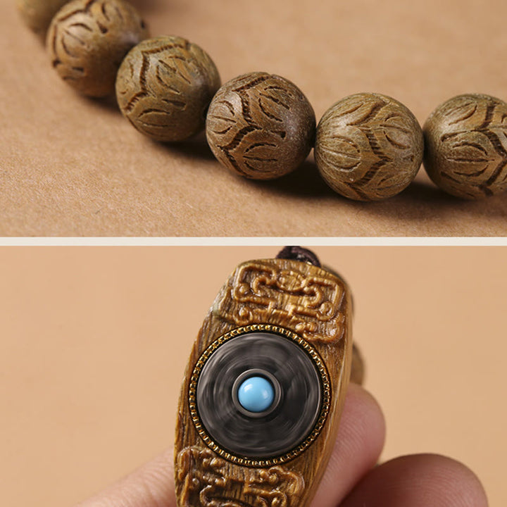Buddha Stones, grünes Sandelholz, Ebenholz, Sandelholz, Om Mani Padme Hum, beruhigendes Armband