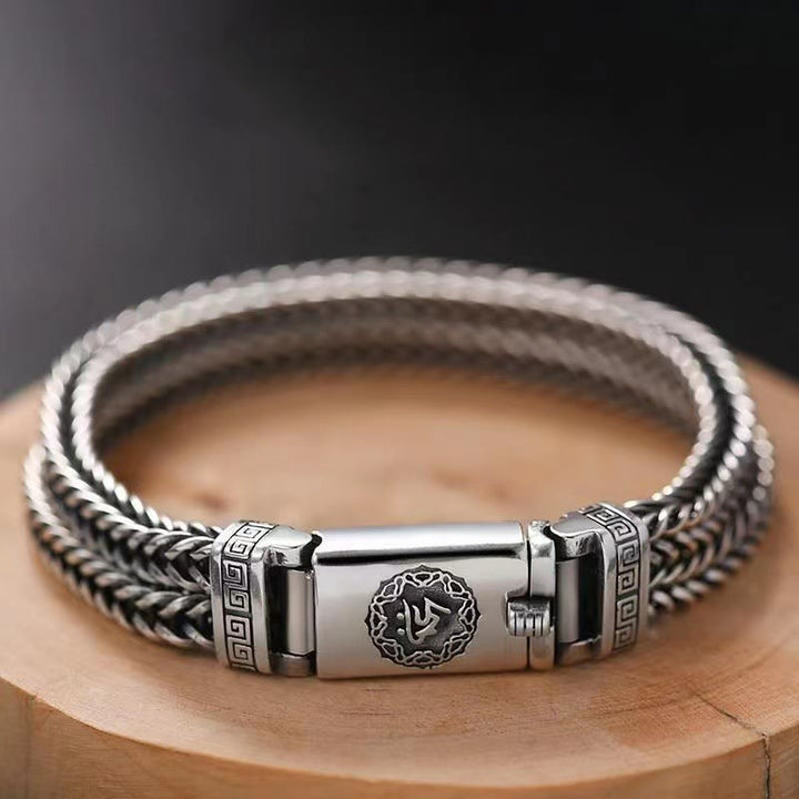 Armband mit Buddha Stonesn, Om Mani Padme Hum, Reinheit, Frieden, Zopfstil