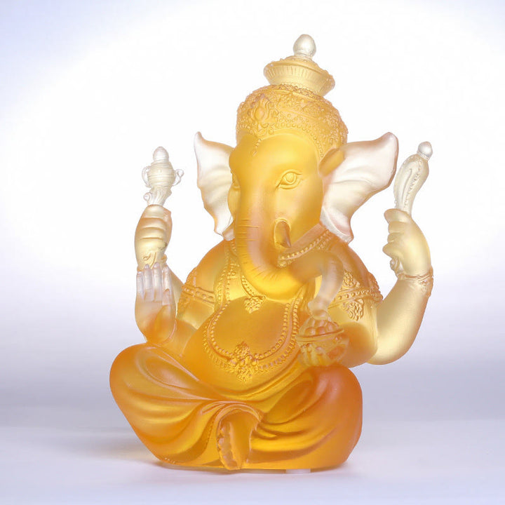 Buddha Stones, handgefertigt, Ganesh Ganpati, Elefantenfigur, Liuli-Kristallkunststück, Schutzstatue, Heimdekoration