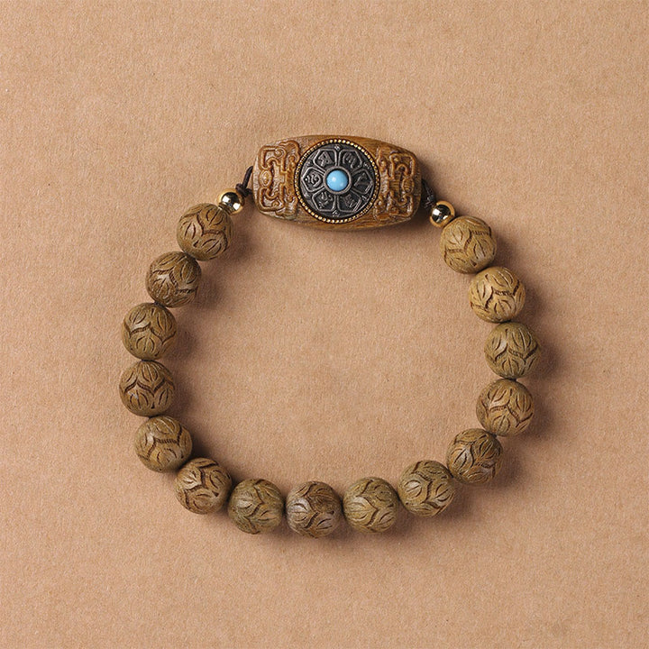 Buddha Stones, grünes Sandelholz, Ebenholz, Sandelholz, Om Mani Padme Hum, beruhigendes Armband