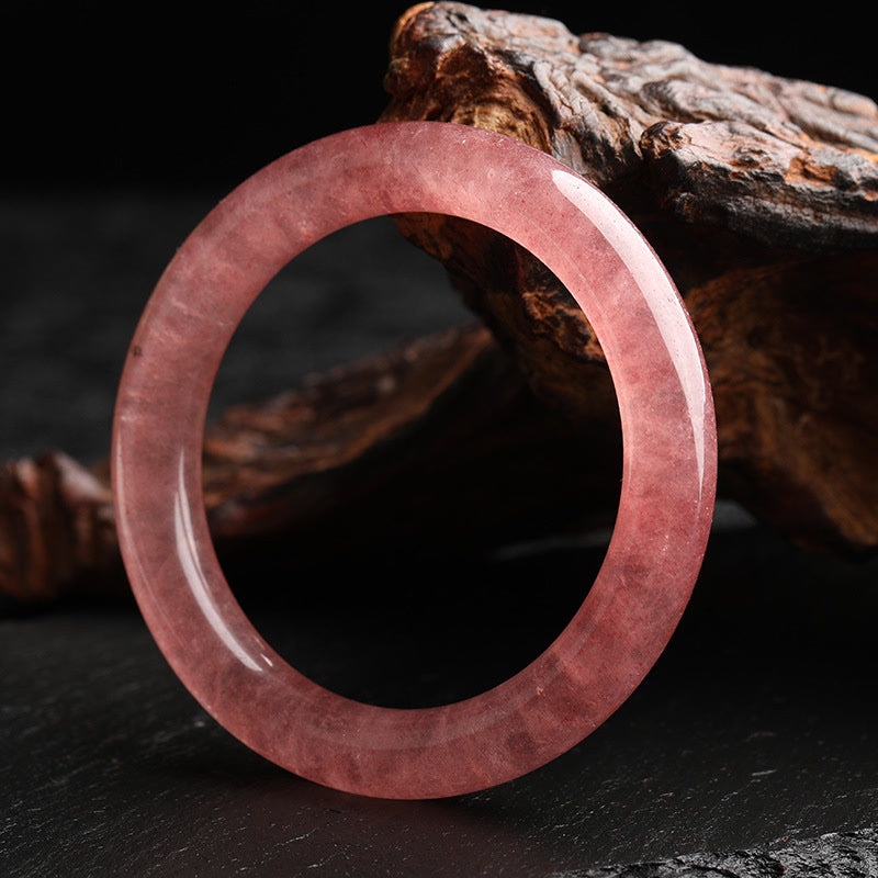 Buddha Stones Natürlicher Erdbeerquarz Love Healing Armband Armreif