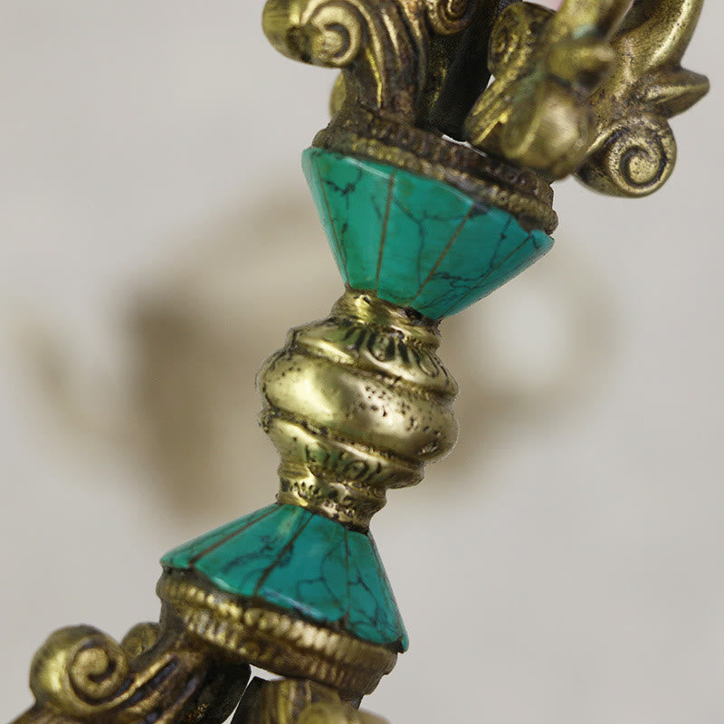 Buddha Stones, tibetische fünfzackige Vajra-Dorje-Handarbeit, Nepal, spirituelle Kraft, Kupfer-Dekoration