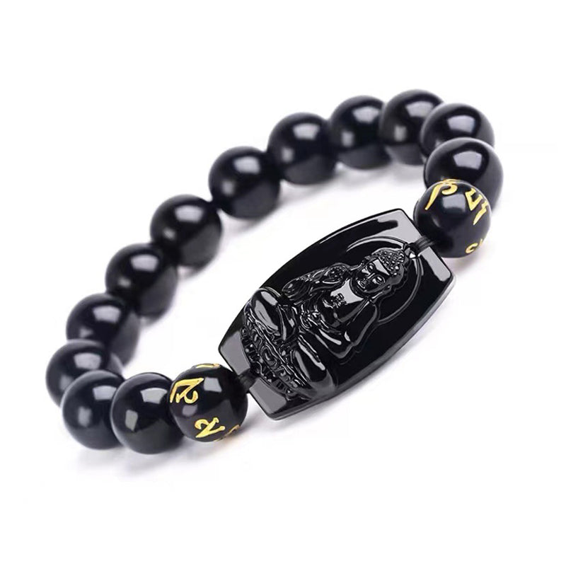 Buddha Stones Chinesisches Sternzeichen-Obsidian-Schutzarmband