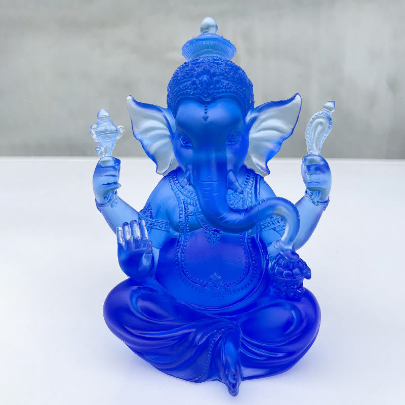 Buddha Stones, handgefertigt, Ganesh Ganpati, Elefantenfigur, Liuli-Kristallkunststück, Schutzstatue, Heimdekoration