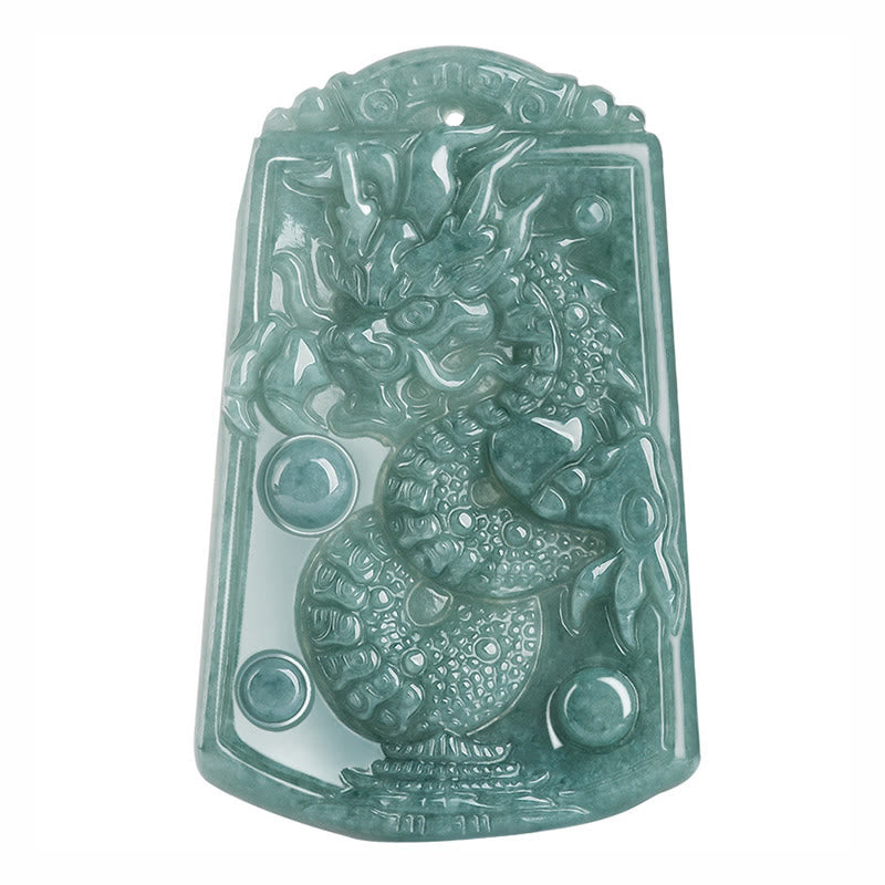 Buddha Stones, Jahr des Drachen, chinesisches Sternzeichen, Drache reist um die Welt, Jade-Stärke-Halsketten-Anhänger