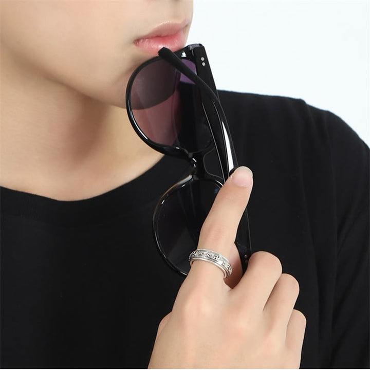 Buddha Stones, tibetischer Om Mani Padme Hum PiXiu, gravierter, drehbarer Ring für Reichtum und Glück