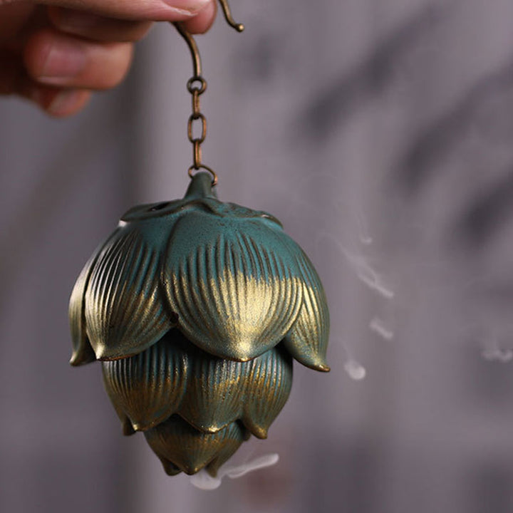 Buddha Stones Lotus Meditation Räuchergefäß zum Aufhängen, Dekoration