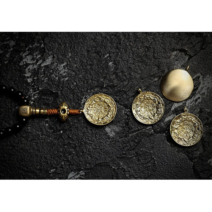 Buddha Stones, tibetische 108 Mala-Perlen, schwarzer Onyx, Tigerauge-Perlen, neun Paläste, Bagua-Schutzarmband