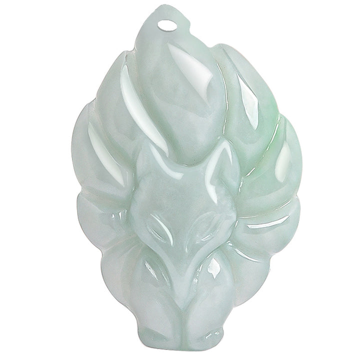 Buddha Stones Halskette mit Anhänger aus natürlichem Jade, neunschwänziger Fuchs, Glück, Wohlstand