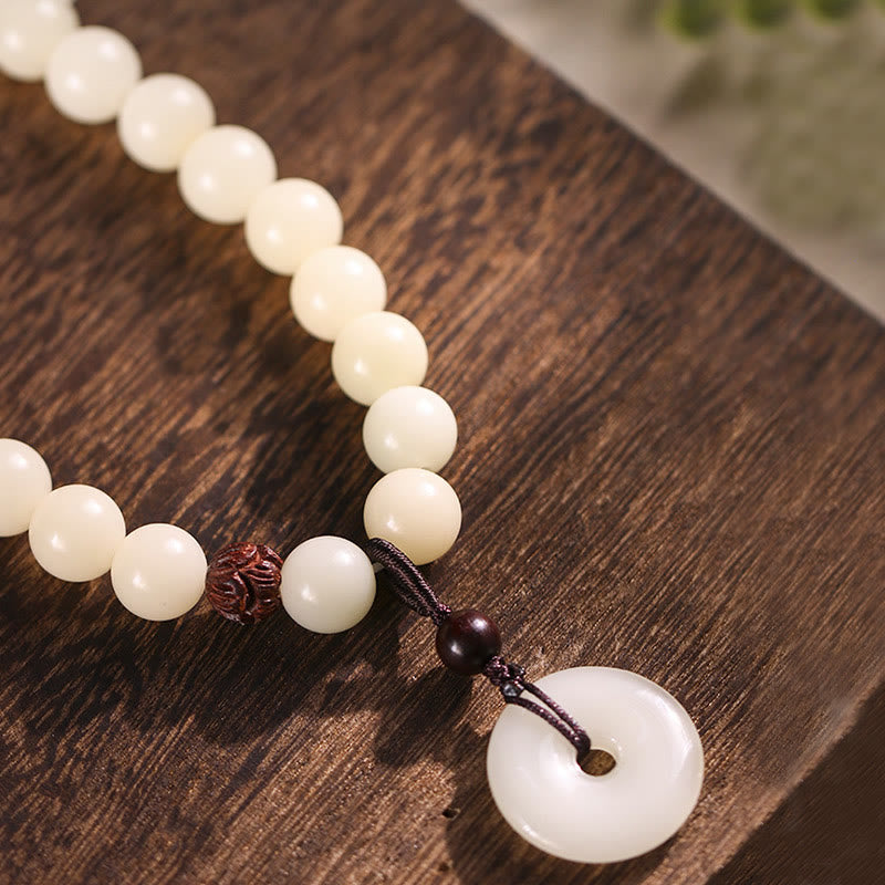 Buddha Stones Bodhi-Samen, grünes Sandelholz, Lotus, Peace-Schnalle, Harmonie, doppelt gewickeltes Armband