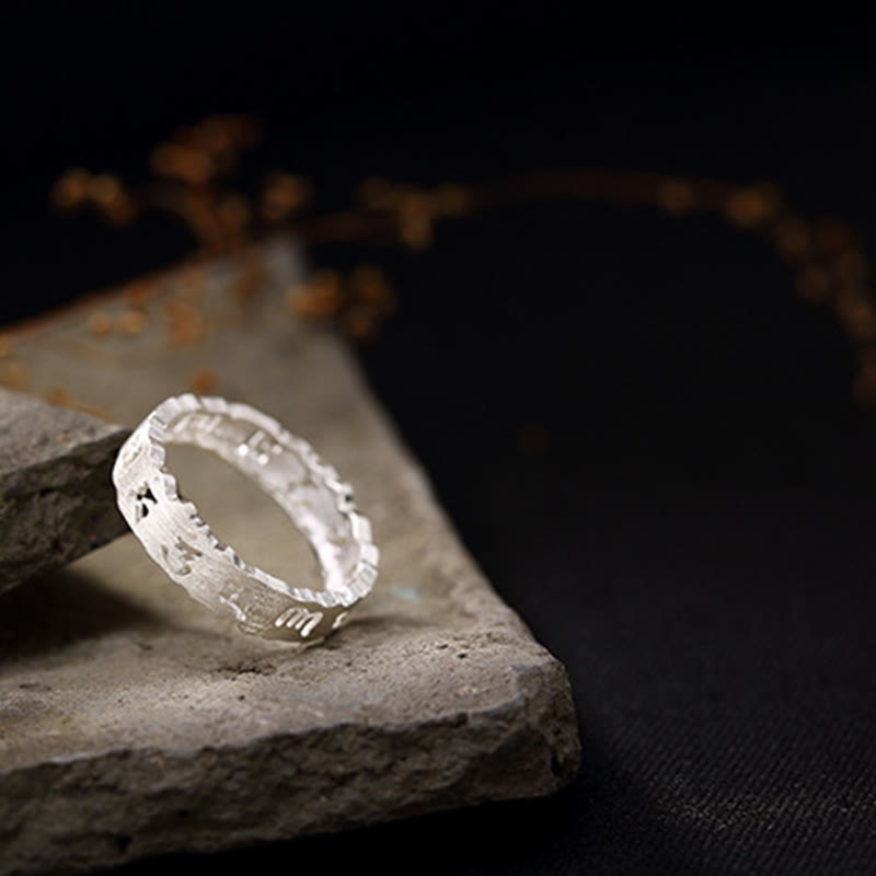 Buddha Stones Tibetischer 925 Sterling Silber Om Mani Padme Hum Peace Hohlring