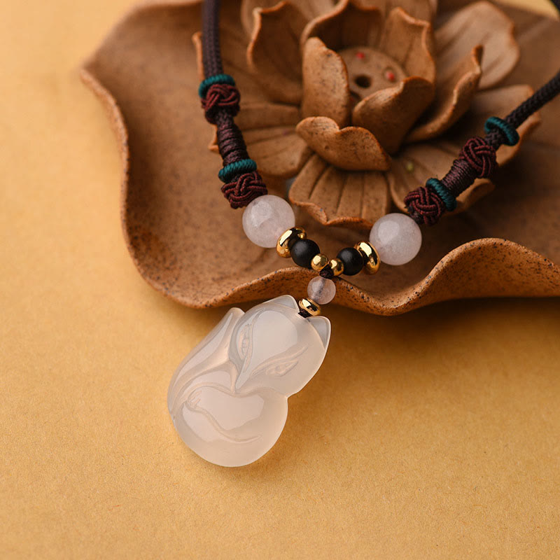 Buddha Stones Chalcedon Fuchs rosa Kristallperle Harmony String Halskette Anhänger