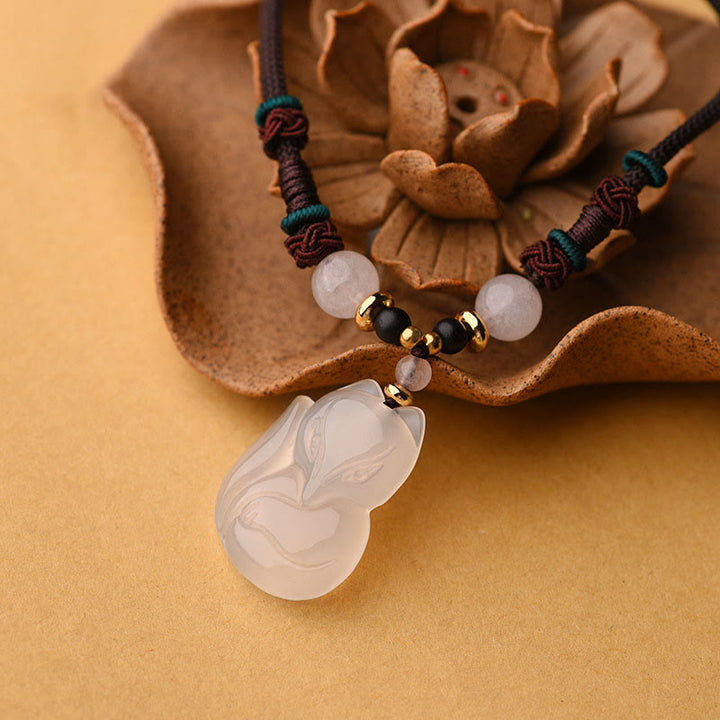 Buddha Stones Chalcedon Fuchs rosa Kristallperle Harmony String Halskette Anhänger