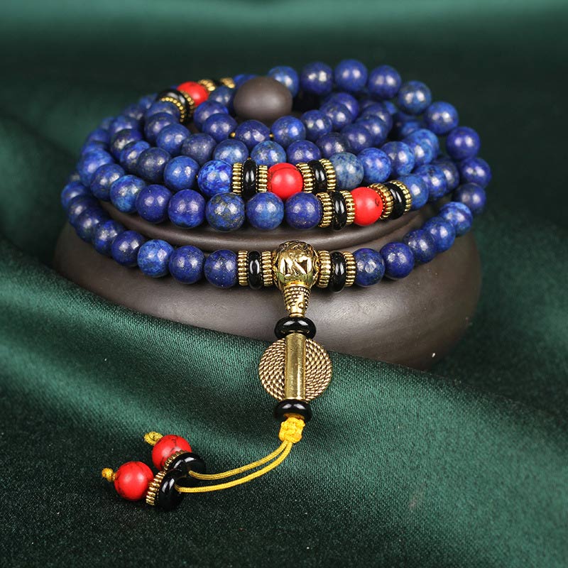 Buddha Stones Tibetisches Mala Lapislazuli Positives Armband
