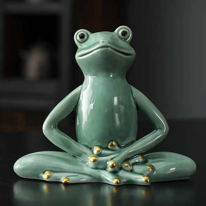 Meditierende Keramik-Zen-Frosch-Statue-Dekoration