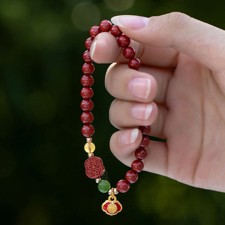 Buddha Stones Zinnober-Glücks-Ruhe-Armband