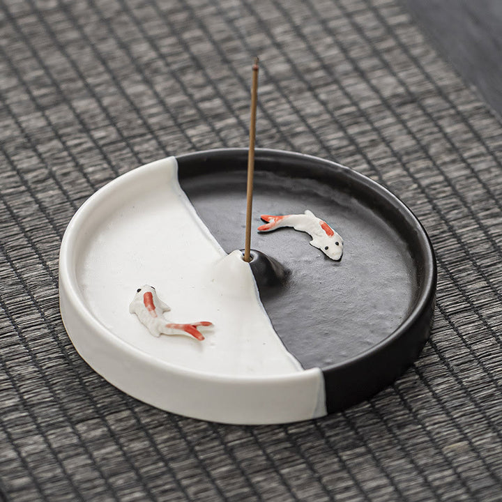 Buddha Stones, Koi-Fisch-Muster, spirituelle Heilung, Keramik-Räucherstäbchen-Brenner, Dekoration