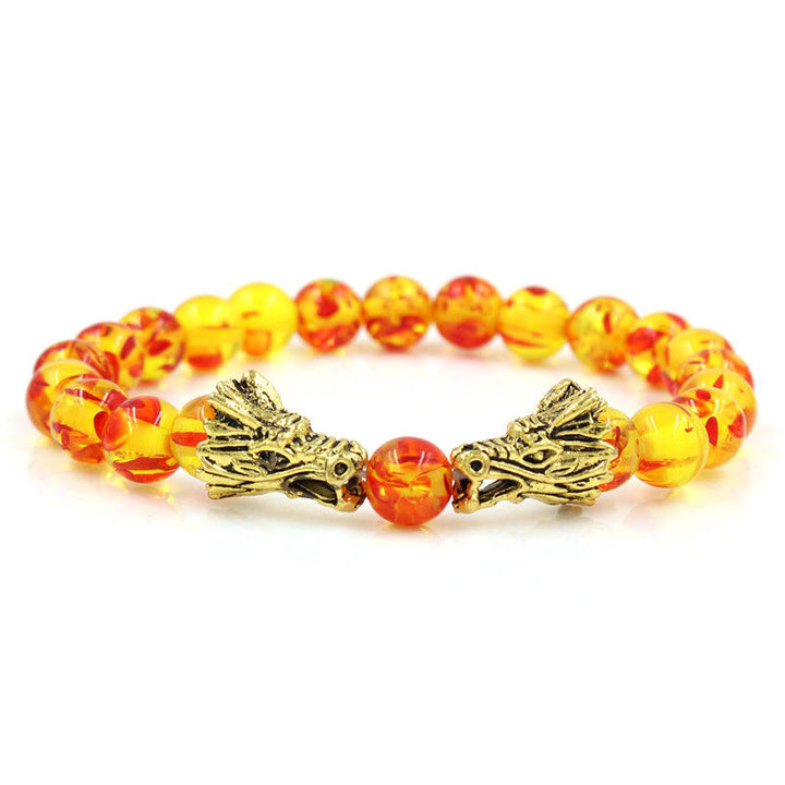 Buddha Stones Weiß Türkis Lava Rock Dragon Blessing Perlenarmband