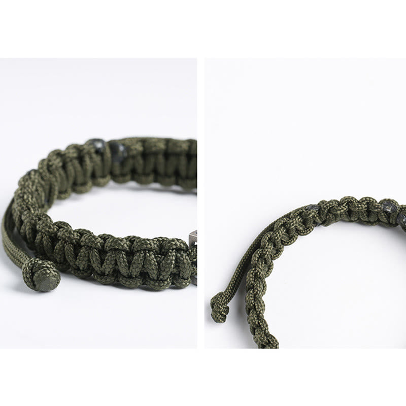 Buddha Stones 925 Sterling Silber Bullet Design geflochtenes Seilarmband