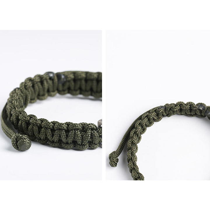 Buddha Stones 925 Sterling Silber Bullet Design geflochtenes Seilarmband