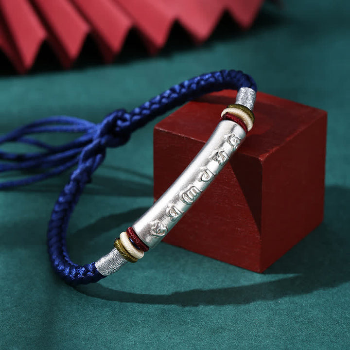 Buddha Stones 999 Sterling Silber Om Mani Padme Hum Schutz Stärke String Armband