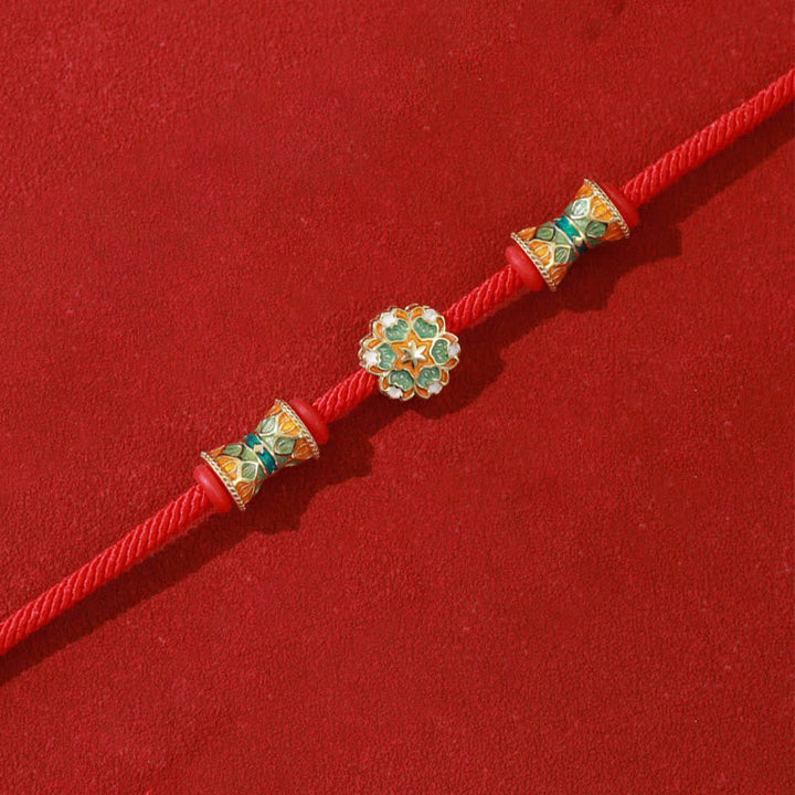 Buddha Stones Dunhuang 925 Sterling Silber Lotustrommel Neuanfang Rotes Seilarmband