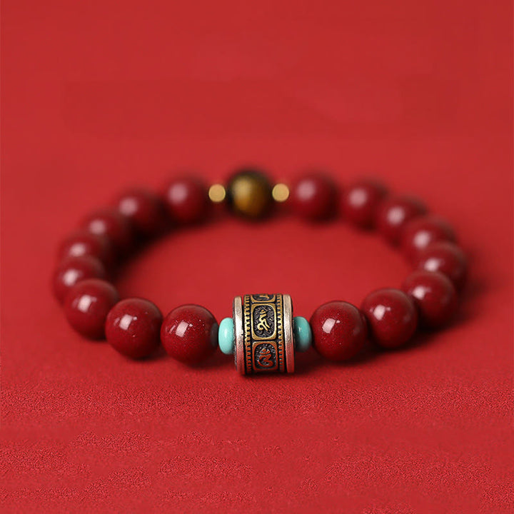 Buddha Stones 925 Sterling Silber Chinesisches Sternzeichen Natal Buddha Zinnober Om Mani Padme Hum Calm Armband