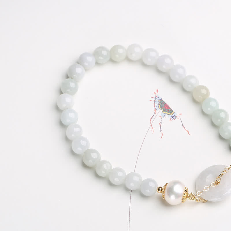 Natürliches Jade-Perlen-Friedens-Schnalle-Wohlstands-Glück-Armband
