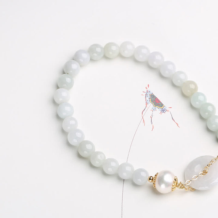 Natürliches Jade-Perlen-Friedens-Schnalle-Wohlstands-Glück-Armband