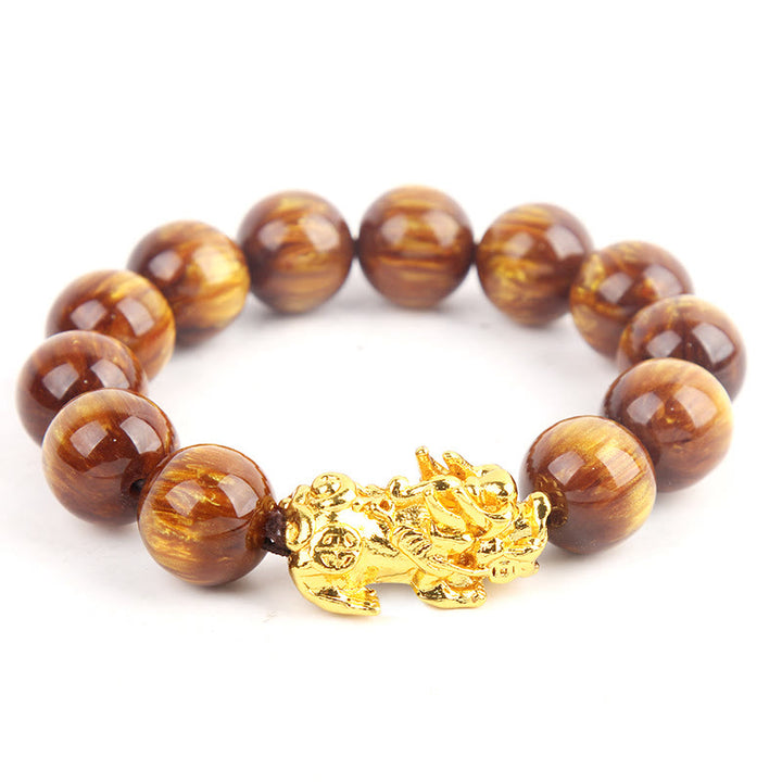Buddha Stones Lucky Golden Tiger Eye Reichhaltiges Pixiu-Armband