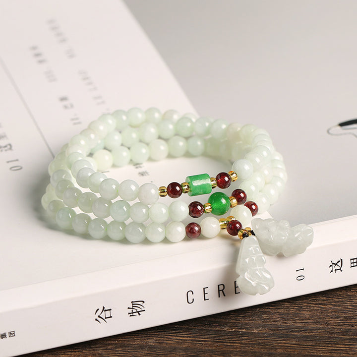 Buddha Stones, natürliches Jade-Pixiu-Buddha-Armband der Fülle