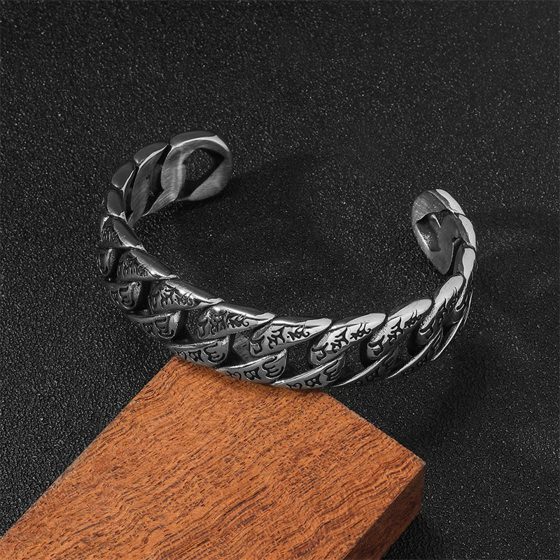 Buddha Stones Tibetisches Om Mani Padme Hum Mantra Titanstahl Peace Cuf Armreif