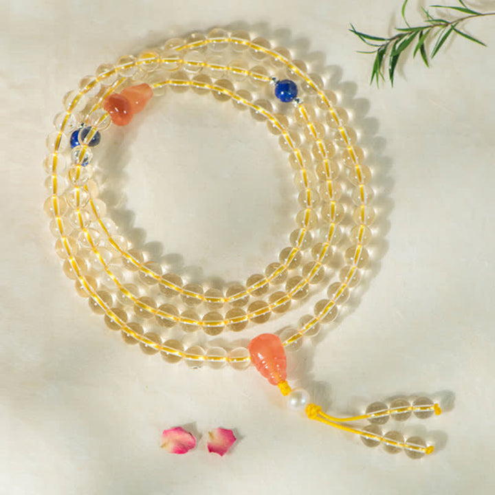 108 Mala-Perlen, 925er-Sterlingsilber, natürlicher Citrin, roter Achat, Weiß Jade, Wohlstands-Charm-Armband