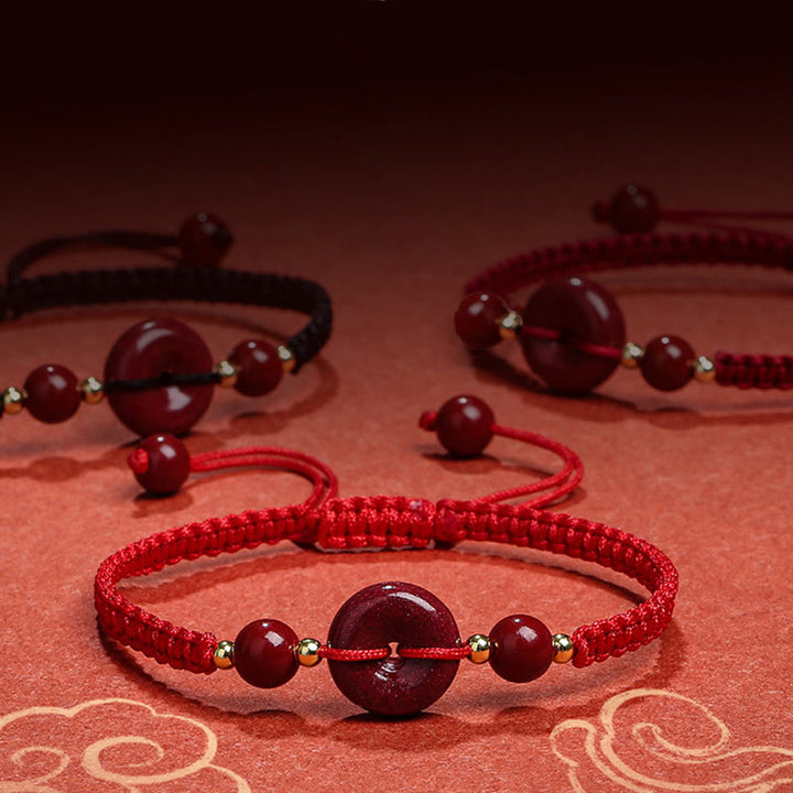 Armband mit Buddha Stonesn, natürlichem Zinnober, Friedensschnalle, Segen