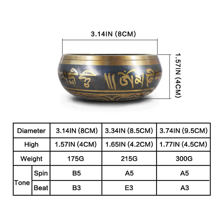 Buddha Stones Tibetische Meditationsschale für Heilung und Achtsamkeit Om Mani Padme Hum Klangschale
