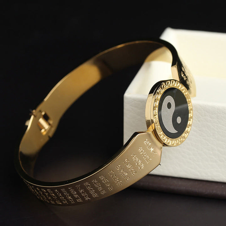 Buddha Stones, Yin Yang, Lotus, Om Mani, Padme Hum, Mantra, Titanstahl, Harmonie-Armband