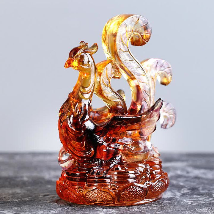 Buddha Stones, Feng Shui, vier Symbole, azurblauer Drache, handgefertigt, Liuli-Kristall, Kunststück, Dekoration für Zuhause und Büro