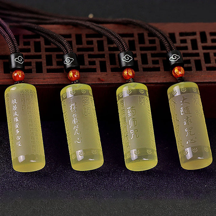 Herz Sutra Citrin Glück Stärke Halskette Anhänger