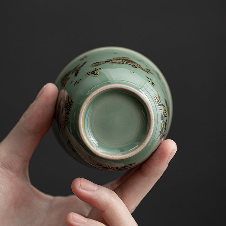 Buddha Stones, Schmetterling, Blume, Lotus, Koi-Fisch, Pflaumenblüte, Keramik-Teetasse, Kung-Fu-Teetasse, 100 ml