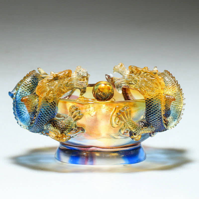 Buddha Stones, Feng Shui, chinesisches Sternzeichen, Drache, handgefertigt, Liuli-Kristall, Kunststück, Schutz, Heim- und Bürodekoration