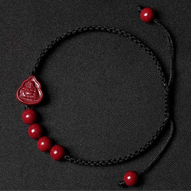 Buddha Stones Lachender Buddha Avalokitesvara Cinnabar Blessing String Armband