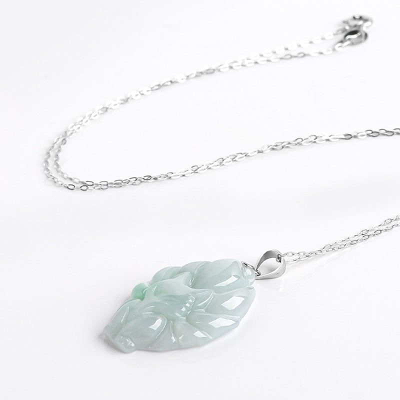 Buddha Stones Halskette mit Anhänger aus 925er-Sterlingsilber, natürlicher Jade, neunschwänziger Fuchs, Wohlstand