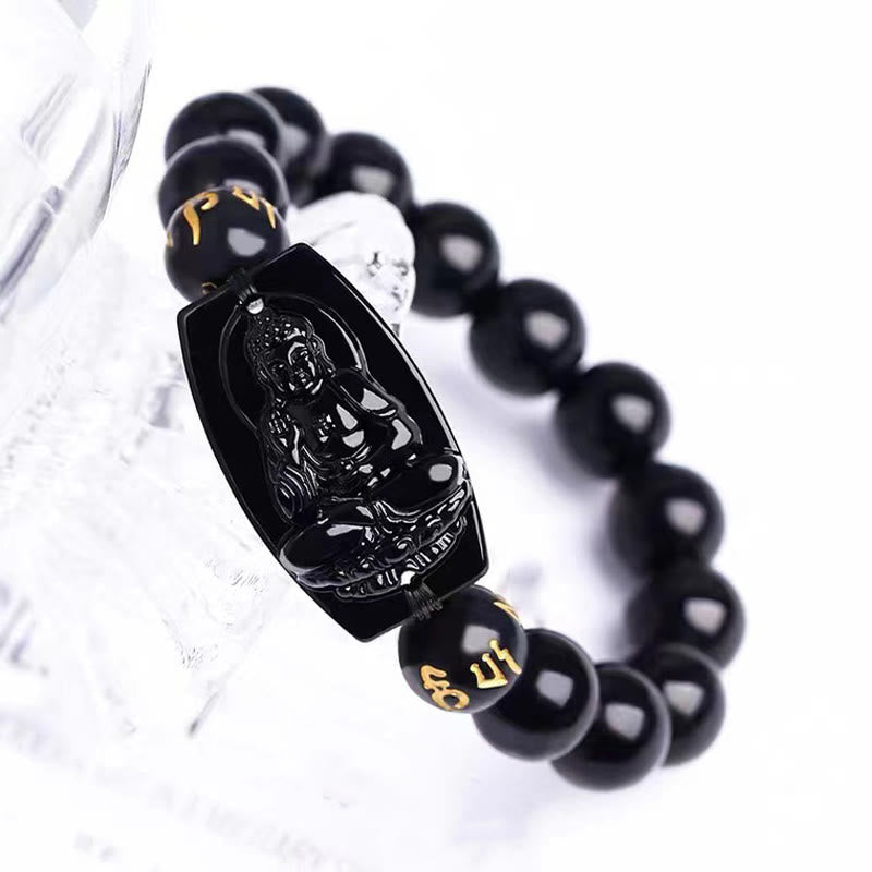Buddha Stones Chinesisches Sternzeichen-Obsidian-Schutzarmband