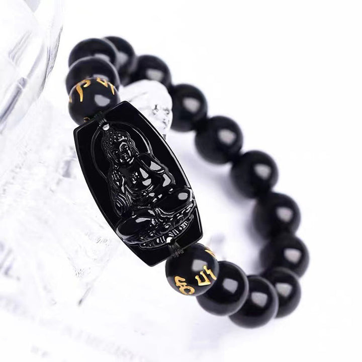 Buddha Stones Chinesisches Sternzeichen-Obsidian-Schutzarmband