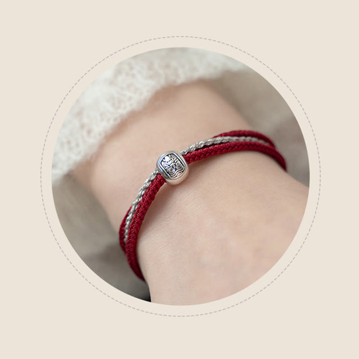 Buddha Stones 925 Sterling Silber Tibetisches Zakiram-Göttin des Reichtums-Glücksseil-Armband